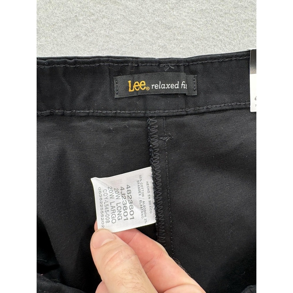 Lee Relaxed Tapered Leg Pants Womens 20W Tall Black Pleated Twill Chino Stretch - Picture 9 of 10